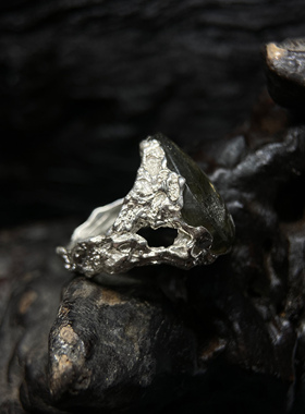 天然拉长石戒指复古银饰原创设计