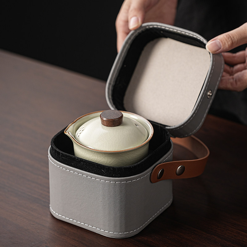 汝窑快客杯一壶三杯陶瓷家用旅行功夫茶具套装户外露营便携式定制,淘宝优惠券,粉丝福利购,淘宝优惠卷