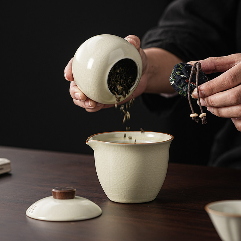 汝窑快客杯一壶三杯陶瓷家用旅行功夫茶具套装户外露营便携式定制,淘宝优惠券,粉丝福利购,淘宝优惠卷