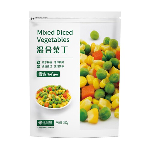 【满89元包邮】素坊混合菜丁三色菜丁青豆玉米胡萝卜粒冷冻蔬菜 - 图3