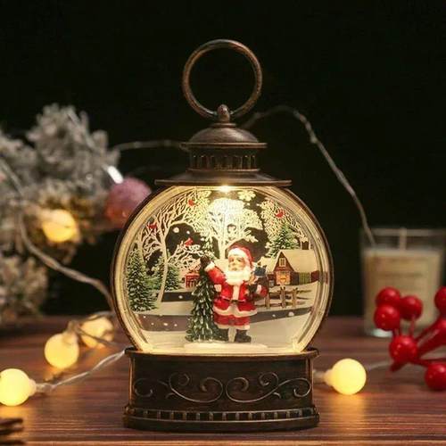 Lighted Christmas Snow Globe Lantern Battery Operated LED Ni - 图1