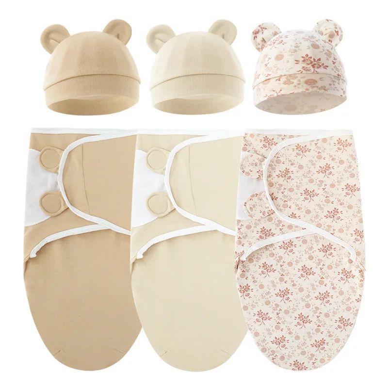 Baby Blanket Hat Set Cartoon Printed Cotton Newborn Swaddle - 图2