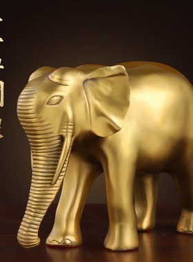 精工黄铜对象摆件开业家居礼品黄铜光身光面大象吸水象