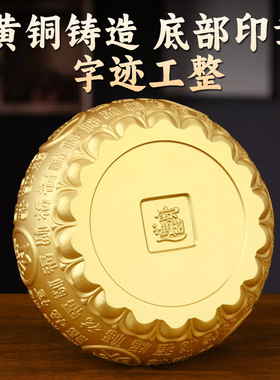 纯黄铜家居桌面客厅创意百福铜缸聚宝盆摆件招聚财福桶摆件