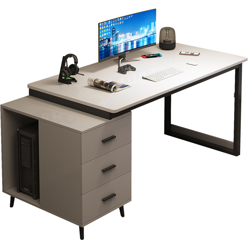 电脑桌台式家用书桌卧室学生写字桌带抽屉职员桌子桌椅组合办公桌 - 图3