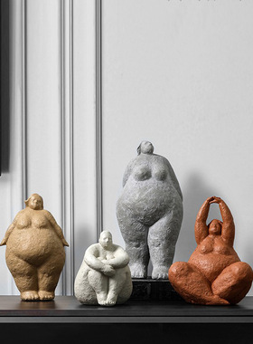 北欧抽象艺术胖女人摆件人物树脂工艺品创意客厅样板间家居装饰品