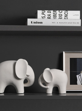 吉祥如意大象陶瓷摆件玄关客厅简约家居酒柜装饰办公室乔迁礼品