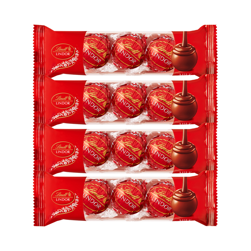 【正品行货】Lindt瑞士莲软心牛奶巧克力随享3粒装36g*4共12颗-图0