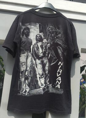 科特柯本Nirvana涅槃乐队主唱纪念摇滚嘻哈情侣设计感百搭短袖T恤
