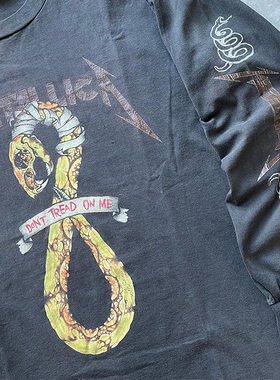 罕见重磅水洗破坏tee！Metallica1991专辑Don't Tread on Me长袖T