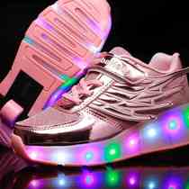Boy children double wheel flashk light burst walking girl single wheel with light dead wheel with wheel wave shoe shoe pulley