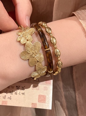 棕调鎏光~vintage古着重工金色手