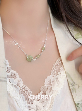 长安令！天然玉髓平安扣项链女
