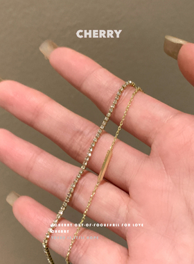 超闪金色锆石手链女生