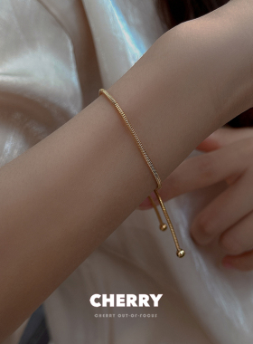 钛钢不掉色可调节抽拉式手链