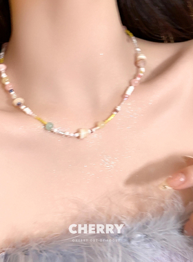 彩色多巴胺少女气质串珠项链