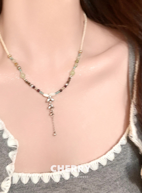 彩色串珠流苏吊坠项链