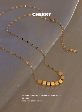 钛钢不掉色立体小方块项链