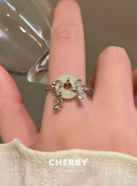 平安扣玉髓开口戒指女新中式