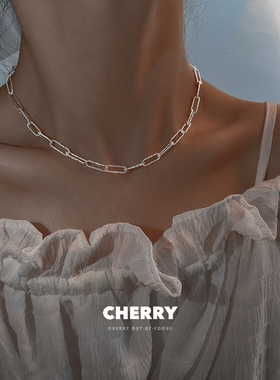 新款极简风素链银色项链