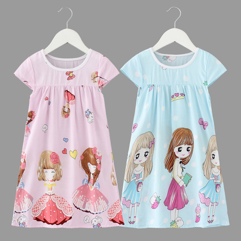 女童睡裙夏季棉绸儿童睡衣短袖薄款小女孩公主夏天裙子宝宝家居服,淘宝优惠券,粉丝福利购,淘宝优惠卷