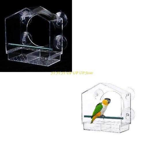 Acrylic Window Bird Feeder Large Size with Suction Cups - 图1