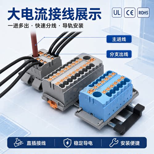 速普UL电源分配TPA6/2.5-7/13/19-GY/BU/OG/RD一进多出分线端子 - 图1