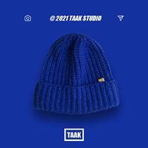 Klein blue wool line hat ~ ins smiles face hat children autumn winter mens warm protective ear display white Baotou knitted hat