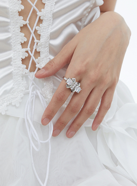 140AM甜美蝴蝶结宝石开口戒指