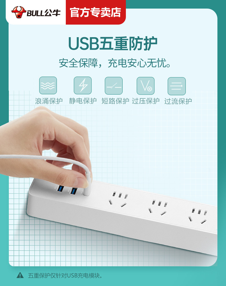 公牛USB插排多功能插板智能家用插线板插座面板PD20W快充18充电器_虎窝淘