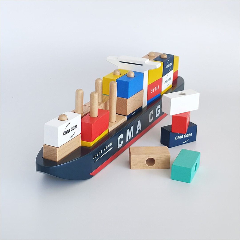 法国 Vilac CMA CGM集装箱船 模型 儿童积木玩具摆件 拼装模型 3+,淘宝优惠券,粉丝福利购,淘宝优惠卷