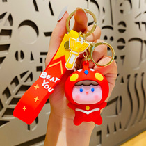 Net Red Cartoon Cute Superman Paparazzi Bike Key Button Female Delicacy Couple Backpack Pendant Key Chain Trinket Accessories