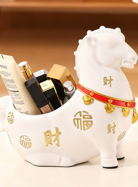 马年大号国潮福实用收纳马玄关客厅家居摆件生肖马新年创意礼品
