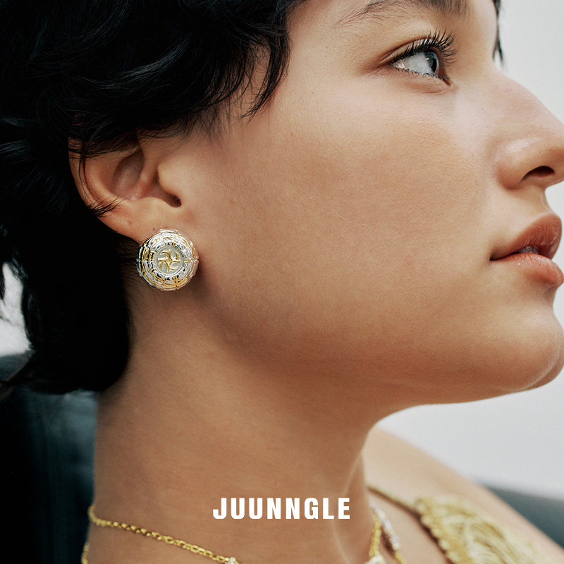 Juunngle洲谷粗花呢耳钉女轻奢小众春夏耳坠饰品送女友高级礼物潮,淘宝优惠券,粉丝福利购,淘宝优惠卷