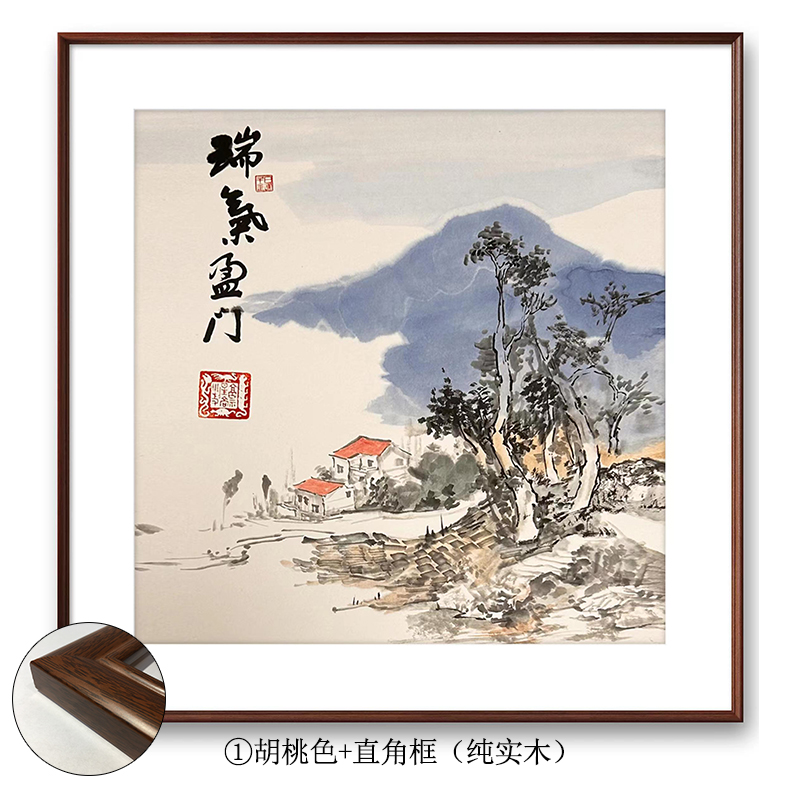 15年老店【瑞气盈门】手绘国画名人字画真迹客厅餐厅装饰画山水画-图2