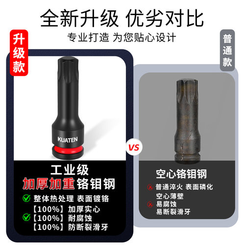 六角梅花套筒扳手风炮批头套装t30t40t50t60电动六方旋具套筒加长 - 图2