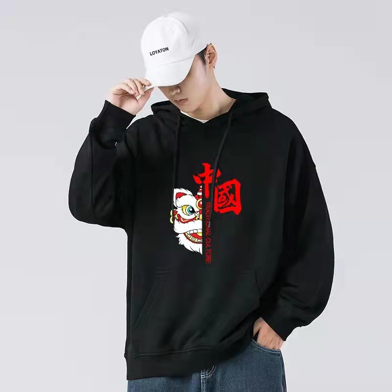 洛亚顿2021秋冬加绒国潮醒狮卫衣 洛亚顿卫衣