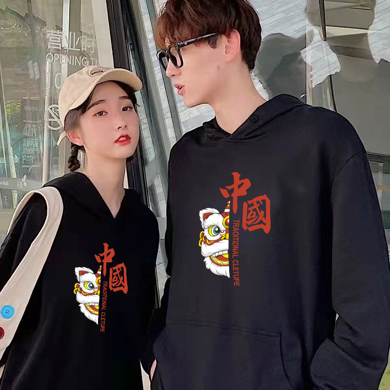 国潮醒狮中国风卫衣男女情侣连帽 洛亚顿卫衣