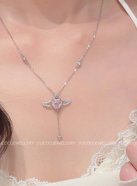 S999纯银丘比特之心项链女甜美少女轻奢锁骨链送女朋友520礼物