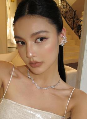 Boonee alus轻奢白贝母蝴蝶项链女新款高级感颈链精致锆石锁骨链