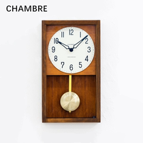 CHAMBRE Japan Original Imported Nordic Wind Retro Solid Wood Pendulum Clock Placed Clock Living Room Clock Silent Hanging Clock