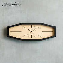 CHAMBRE Japanese original Imported Solid Wood Creative Living Room Linear Anise Aniseed Hanging Bell Fashion Muted Quartz Clock