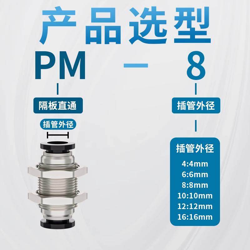 气管快速接头气动隔板直通PM-8夹板快插穿板弯头PLM4/6/10/12/16,淘宝优惠券,粉丝福利购,淘宝优惠卷