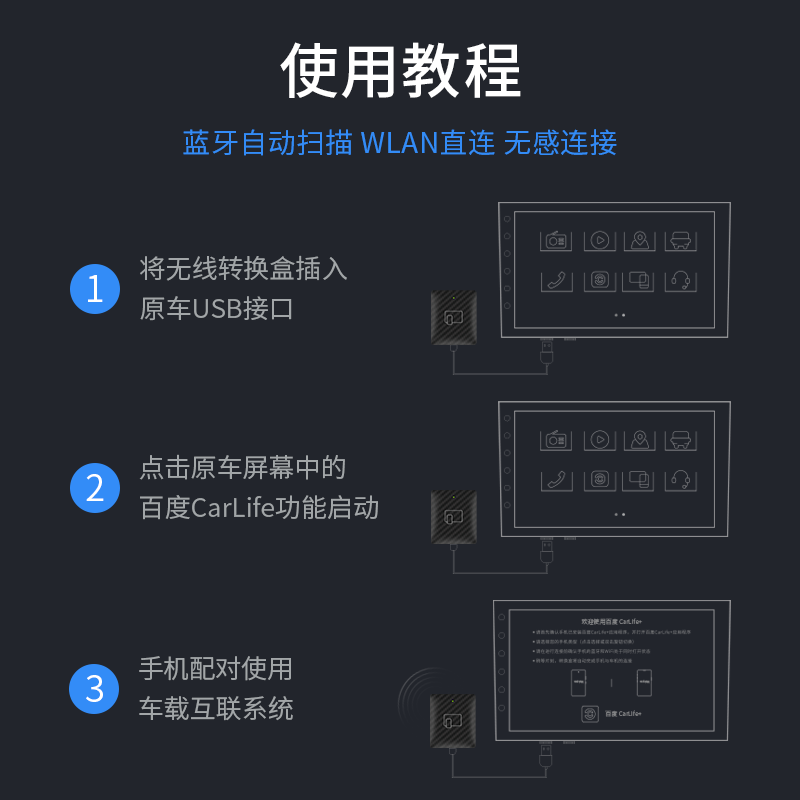 适用于宝马百度CarLife转小米华为iqoo一加手机互联无线转换盒子 - 图3