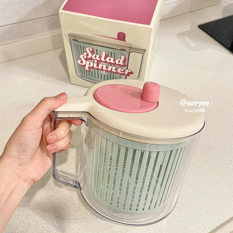 蔬菜脱水篮带把手手动厨房沙拉蔬菜甩干器洗菜甩干机洗水果蔬神器,淘宝优惠券,粉丝福利购,淘宝优惠卷