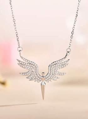 women necklace爆下游天使之翼钛钢项链吊坠女锁骨创意翅膀锁骨链