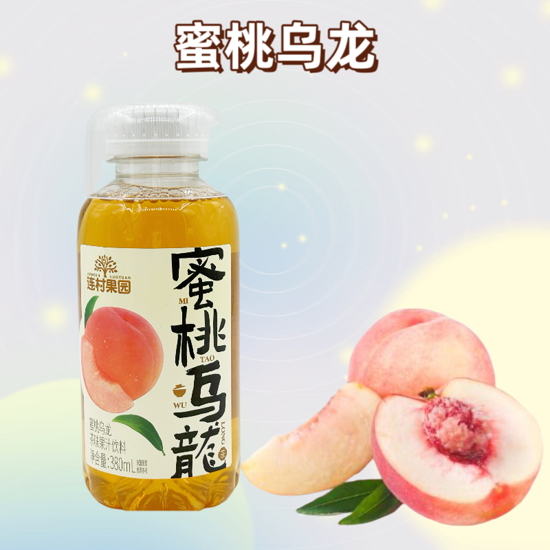 连村果园的380ml*15瓶荔枝茉莉蜜桃乌龙柠檬红茶茶味果汁整箱饮料 - 图1