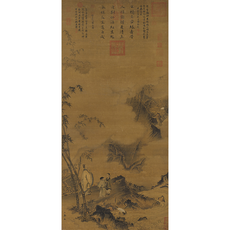 南宋马远竹鹤图国画山水花鸟古画复制品字画微喷打印绢布画心-图3