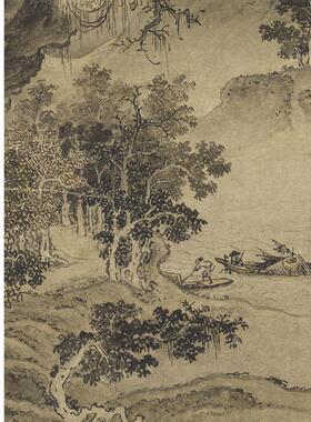 客厅中式《溪山秋色图》卷轴挂画