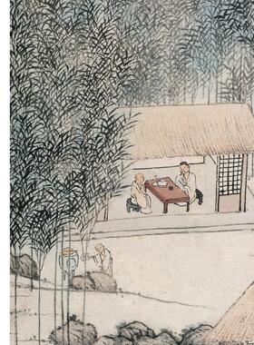 《竹炉山房图》沈贞 高清卷轴装裱字画客厅书房山水挂画装饰画